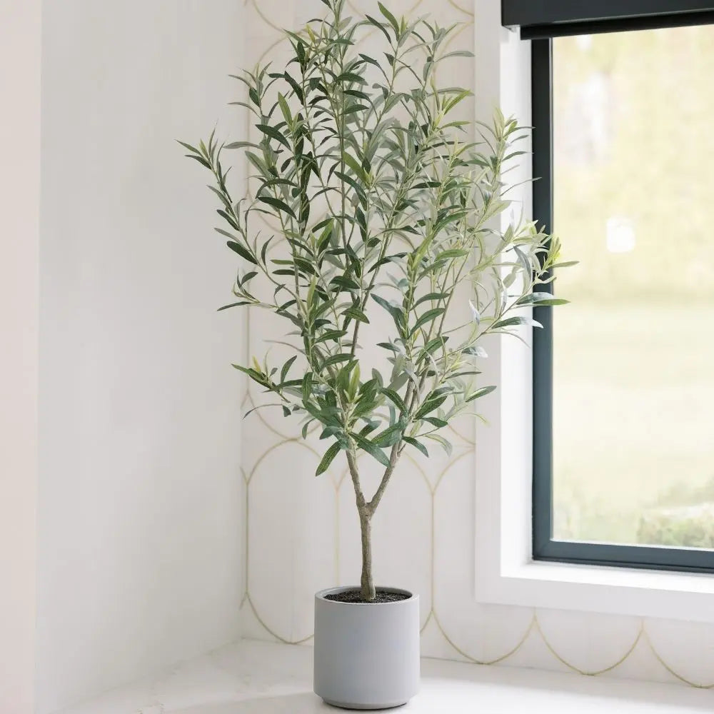 4' Artificial Fruitless Olive Tree in Pot – Faux Tree – CG Hunter