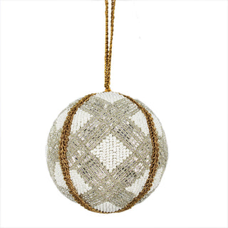 Sophisticated Shimmery, Round Jute Christmas Ornament by CG Hunter, meticulously designed with intricate patterns and sparkling elements, ideal for upscale holiday decoration.