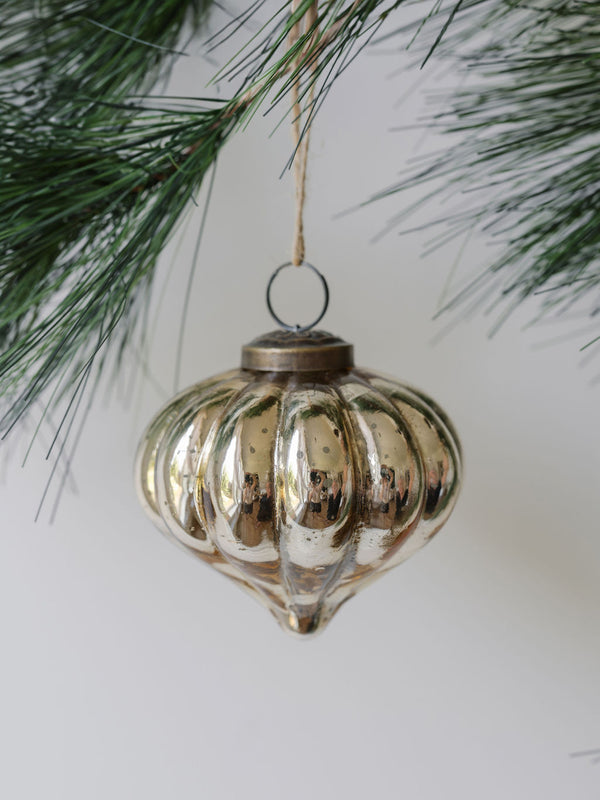 3" Mercury Glass Ornament - Set of 4 Assorted  Teardrop