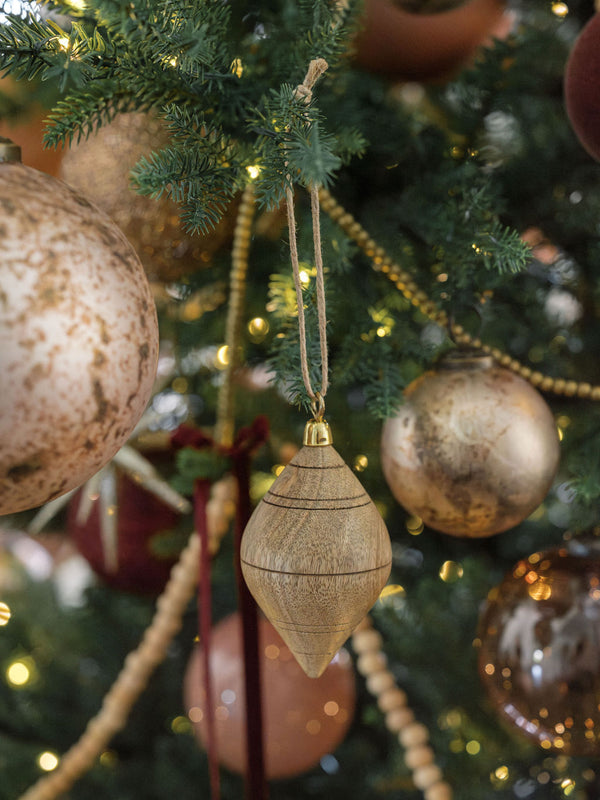 Natural Mango Wood Ornament - Assorted Set of 6 on timeless Tradition Tree