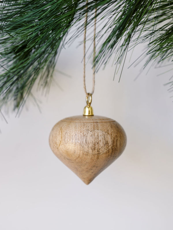 Mango Wood Teardrop Ornament