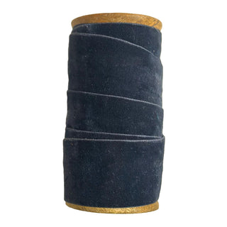 CG Hunter Handmade Wide Velvet Ribbon in Dark Blue - Stunning velvet ribbon spool with a refined finish, perfect for adding a touch of elegance to crafts and holiday festivities, 10 yards.