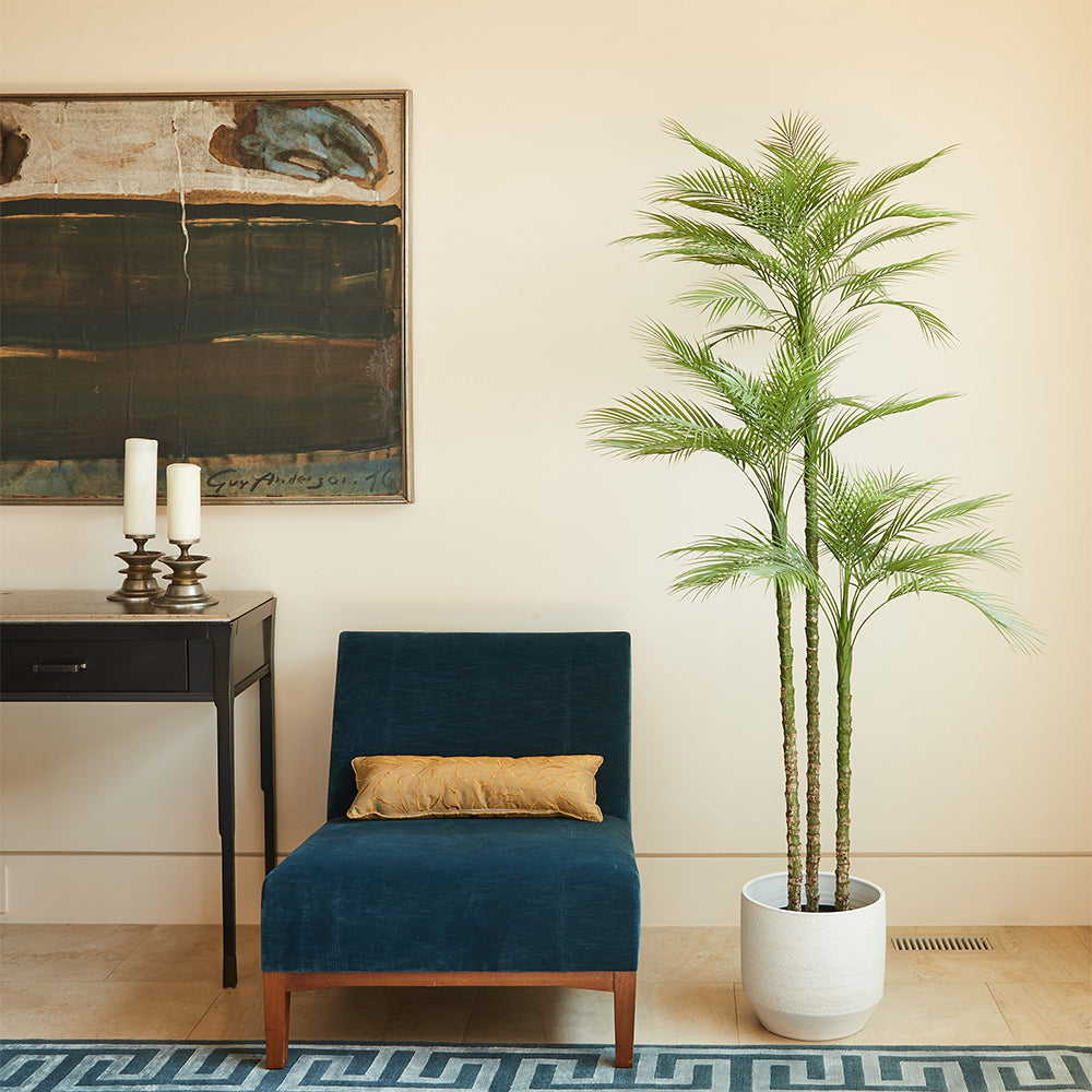 Faux Palm Tree with Modern Italian White Planter