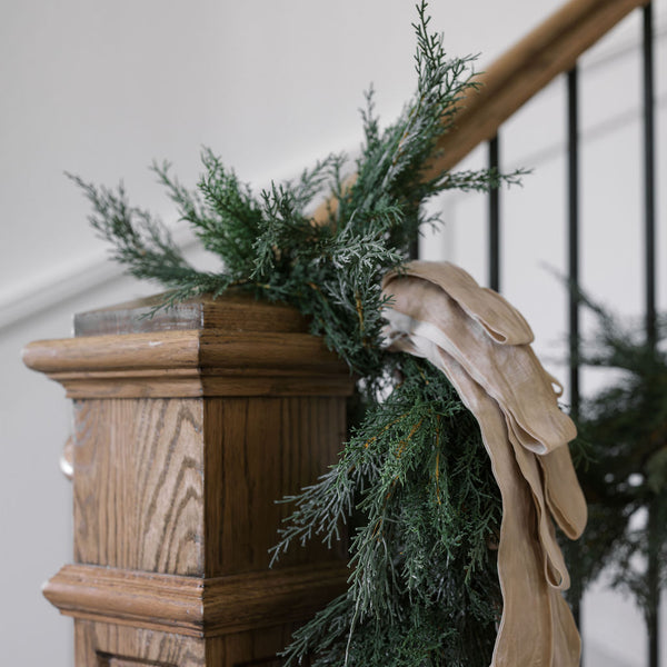 Wide Ribbon for Garland Around Staircase Column