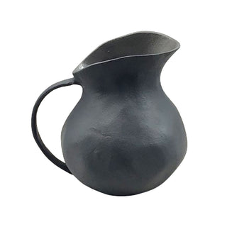 Close-up of the CG Hunter 8.5" Warm Grey Aluminum Vase with Handle, highlighting its modern design and unique shape, perfect for enhancing luxury home decor.