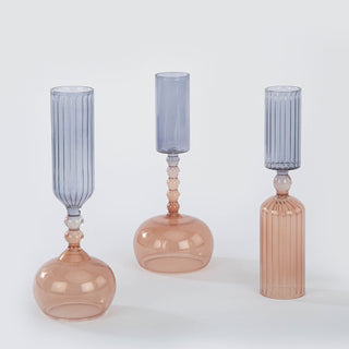 Elegant set of three CG Hunter etched borosilicate glass bud vases in a luxurious smoky hue, showcasing a modern aesthetic perfect for sophisticated home decor.