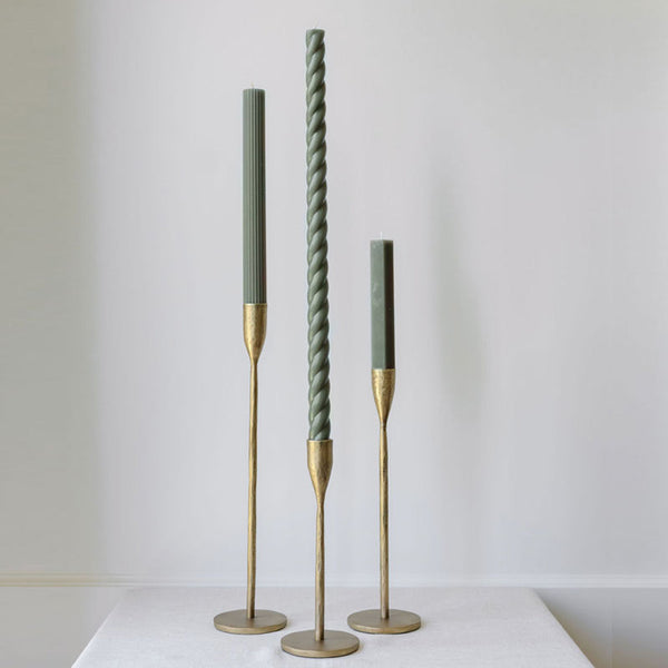 Handcrafted Antique Brass Candlesticks - Set of 3