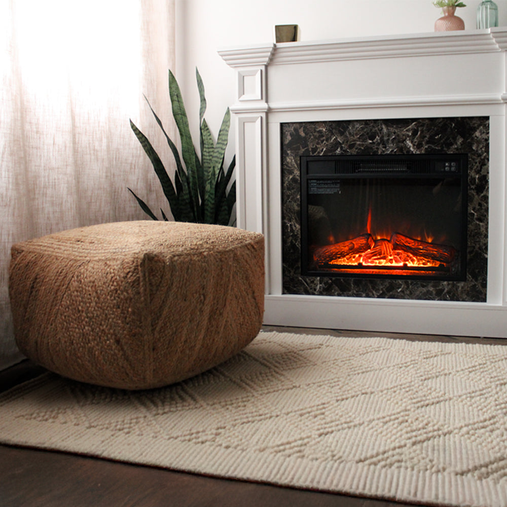 Meditation Space featuring CG Hunter Square Braided Jute on Nisal Wool Rug with Snake Plant 