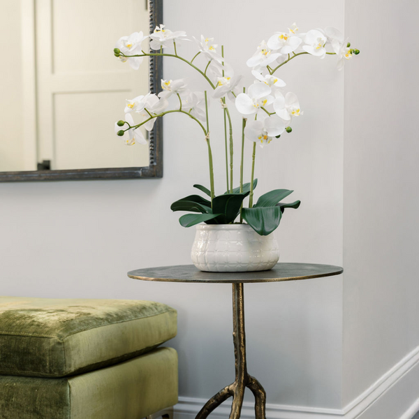 Artificial 4-Stem Phalaenopsis White Orchid