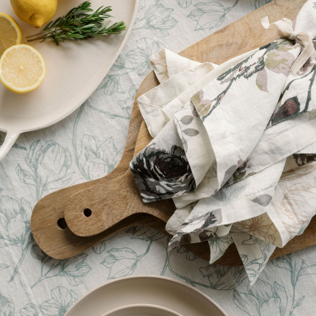 Eggplant and Grey Roses Napkins