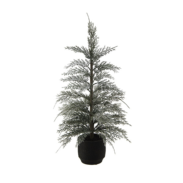 Luxe presentation of CG Hunter 2' Flocked Cedar Tree on a pristine background, showcasing its detailed flocked branches for a timeless holiday charm.