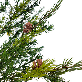 Detailed image of the CG Hunter 2' Pine Tree featuring a branch adorned with rustic mini pinecones, enhancing its authentic woodland appeal.