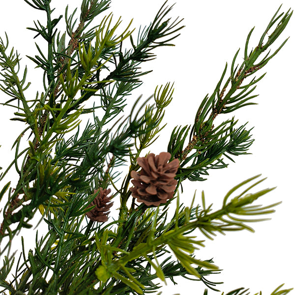 Detailed image of CG Hunter 2-Foot Pine Tree branches, featuring realistic pine needles and decorative pinecones for an authentic woodland feel.