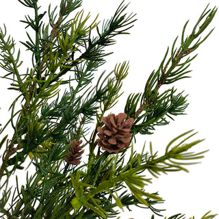 Detailed image of CG Hunter 2-Foot Pine Tree branches, featuring realistic pine needles and decorative pinecones for an authentic woodland feel.