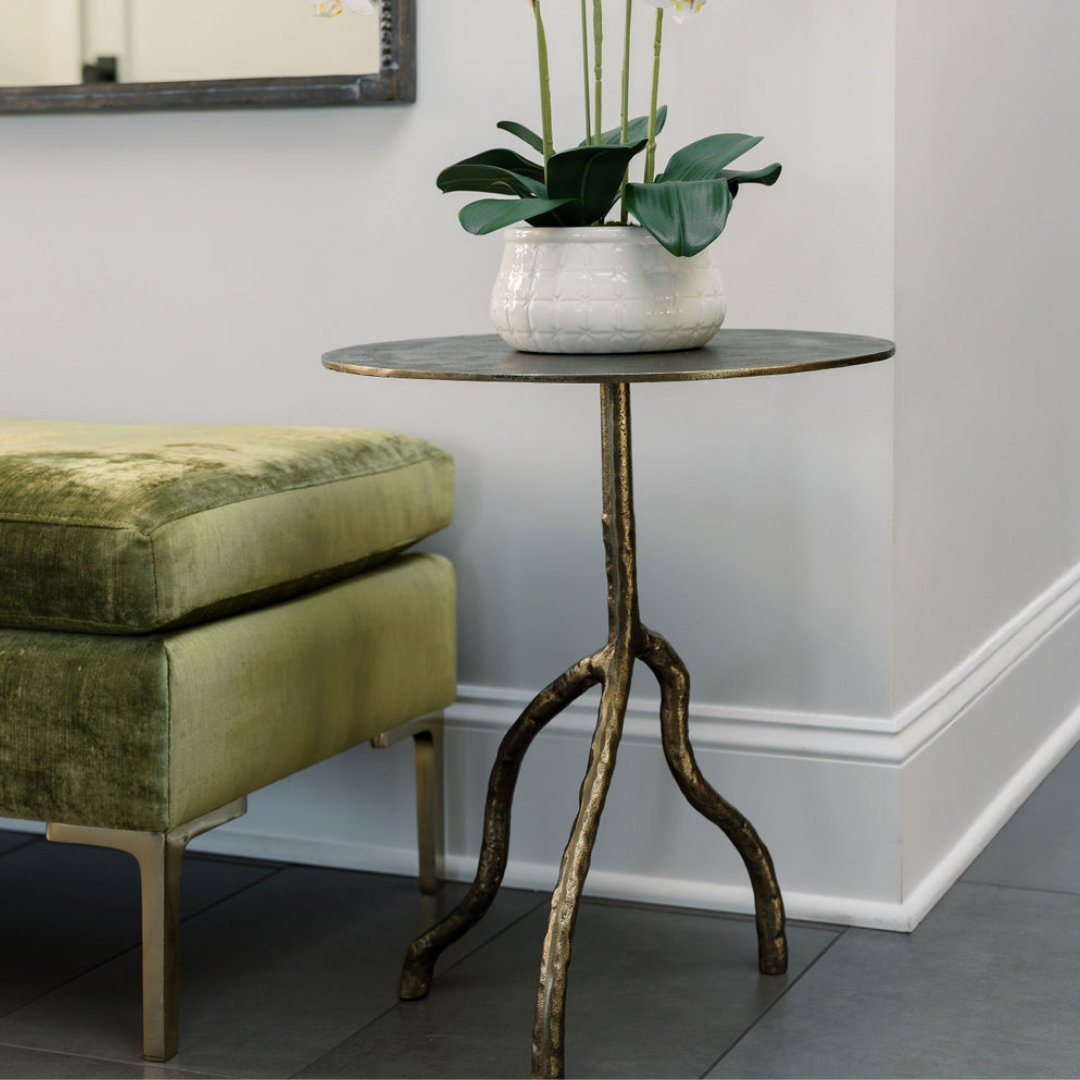 Antique Brass Aluminum Accent Table