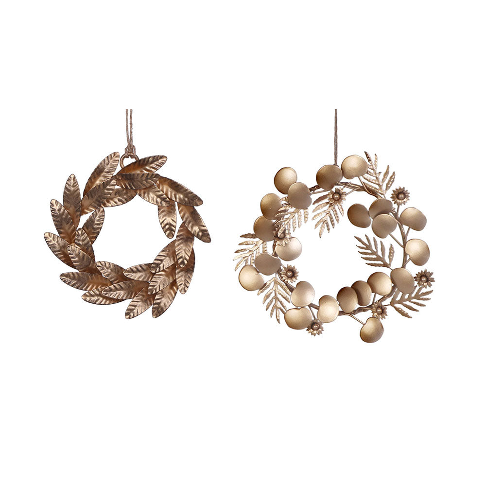 8-Piece Brass Wreath Ornament Set