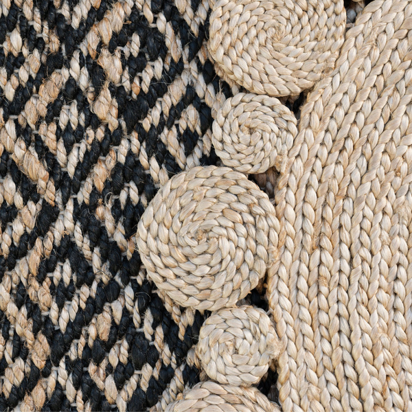 Natural Round Scalloped Jute Rug