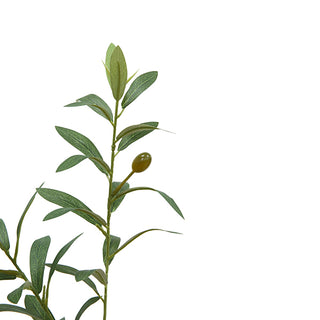 Elegant close-up of the 8-ft Designer Faux Olive Tree by CG Hunter, showcasing a detailed olive branch with hand-tied fruit clusters.