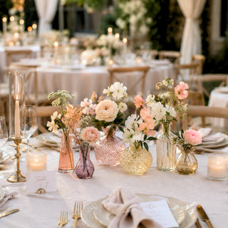 Assorted Yellow and Peach Glass Bud Vases