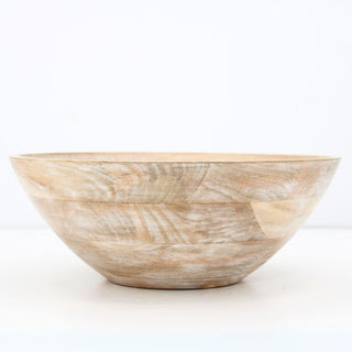 A luxurious 14" Mango Wood Bowl by CG Hunter, showcasing exquisite hand-carved craftsmanship with unique organic grain patterns and warm tones, perfect as a decorative centerpiece or functional piece for home decor.
