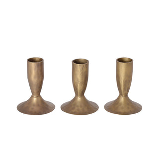 Set of 3 exquisite 3.5" Iron Candleholders in Antique Brass by CG Hunter, showcasing a luxurious and elegant design perfect for enhancing home decor.