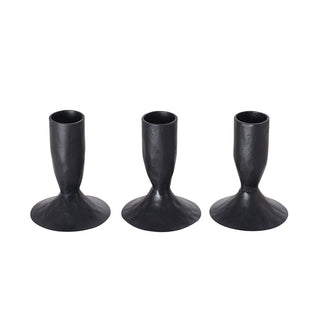 Set of three 3.5" Iron Candleholders in Black by CG Hunter showcasing a sleek and elegant design ideal for enhancing modern interiors.