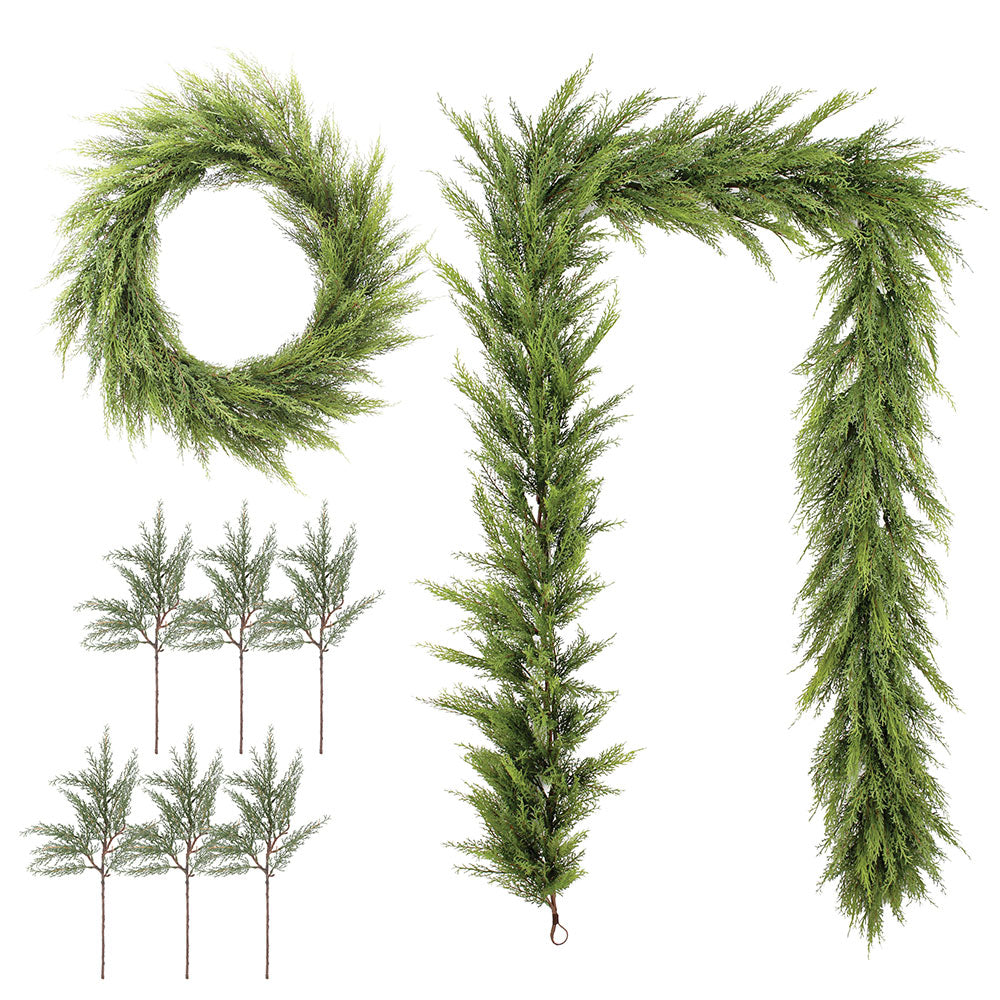 Cedar Wreath, Garland, and Stems
