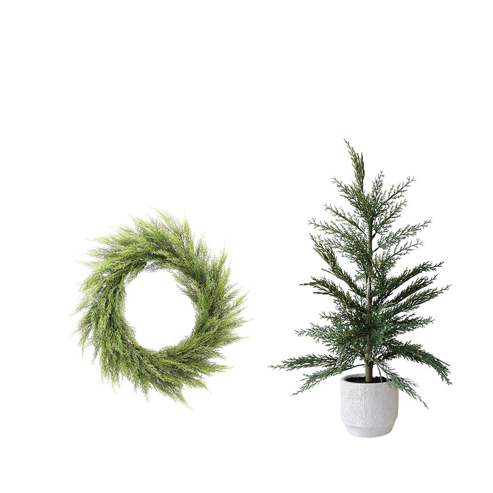 Cedar Tree and Cedar Wreath