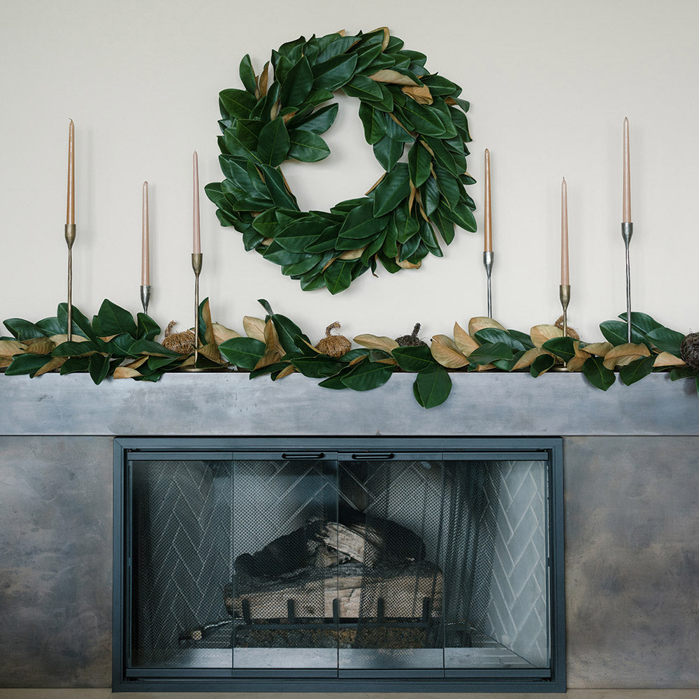 9' Faux Green Magnolia Leaf Garland