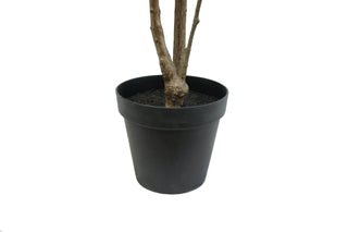 Base of CG Hunter's 7' Artificial Heart Ficus Tree, featuring a modern black pot, providing a stylish foundation for this maintenance-free elegance in any living space.