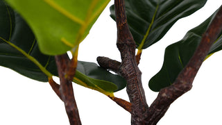 Detailed view of the branches of CG Hunter 3' Faux Potted Fiddle Leaf Fig Tree, featuring lifelike natural elements perfect for sophisticated home environments.