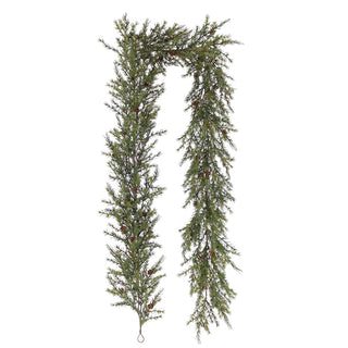 Stunning 9' Artificial Pine Garland with Pinecones by CG Hunter, showcasing a lush and natural appearance, ready to elevate any festive setting.
