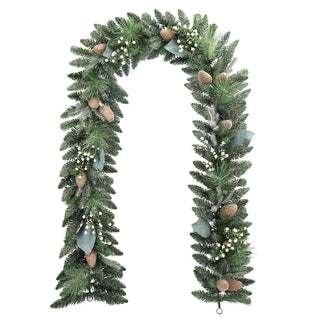 9' Flocked Woodland Pine & Berry Garland