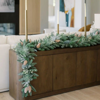 9' Flocked Woodland Pine & Berry Garland
