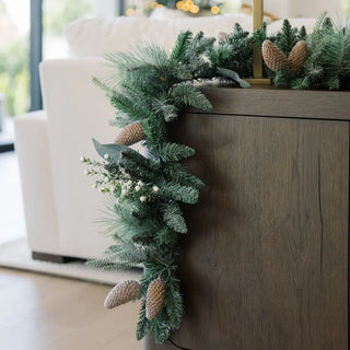 9' Flocked Woodland Pine & Berry Garland