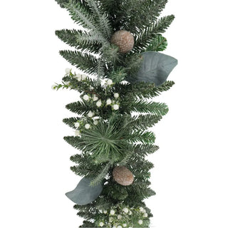 9' Flocked Woodland Pine & Berry Garland