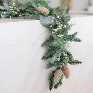 9' Flocked Woodland Pine & Berry Garland