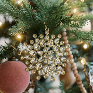 Stunning gold beaded snowflake ornament from CG Hunter, crafted with exquisite detailing, ideal for enhancing your Christmas tree decor.