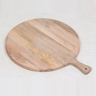 Chic round wooden serving platter from CG Hunter's Charlotte Round Wooden Serving Board Trio, designed with a subtle wood grain and ideal for sophisticated party displays.