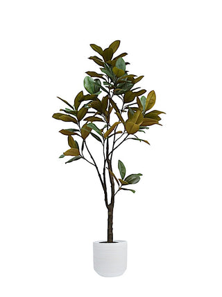 7' Artificial Magnolia Tree by CG Hunter featuring a stylish white pot, ideal for enhancing contemporary decor with lifelike elegance.
