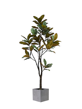 7' Artificial Magnolia Tree by CG Hunter showcased in a modern concrete planter, perfect for infusing luxury and vertical grandeur into home interiors.