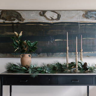 Charming 12" Terracotta Vase with Handles by CG Hunter, highlighted with delicate greenery and complementary decor on a stylish dining table, perfect for upscale interiors.