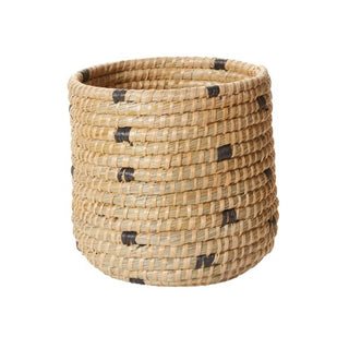 Stylish Black Nordic Basket by CG Hunter, crafted from natural fibers, showcasing a chic Scandinavian design, perfect for displaying faux plants or enhancing home decor.