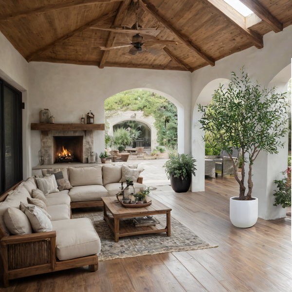 7.5' Faux Potted Olive Tree