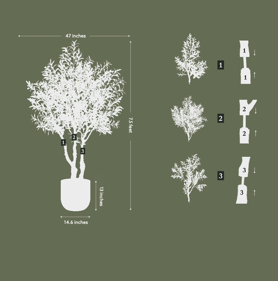 7.5' Faux Potted Olive Tree