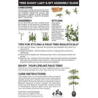 Assembly guide for a faux tree with step-by-step instructions and tips.