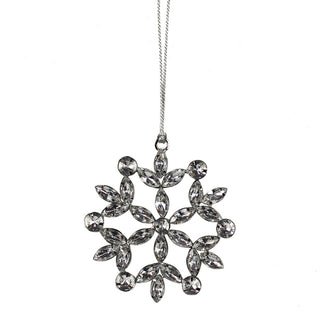 Close-up of a stunning snowflake ornament with intricate jewel designs, crafted by CG Hunter. Part of the Beaded Snowflake and Star Christmas Ornaments set.