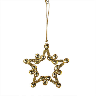 Beautiful golden star ornament adorned with beads and jewels, designed by CG Hunter. Part of the luxurious Beaded Snowflake and Star Christmas Ornaments collection.