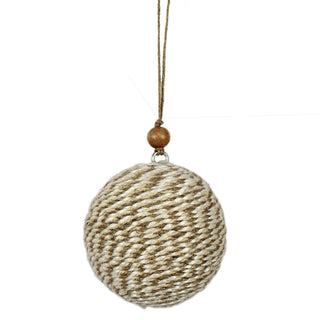 Elegant natural jute wrapped Christmas ornament by CG Hunter, showcasing a simple yet sophisticated design with a charming wood bead accent, ideal for enhancing your festive aesthetic.