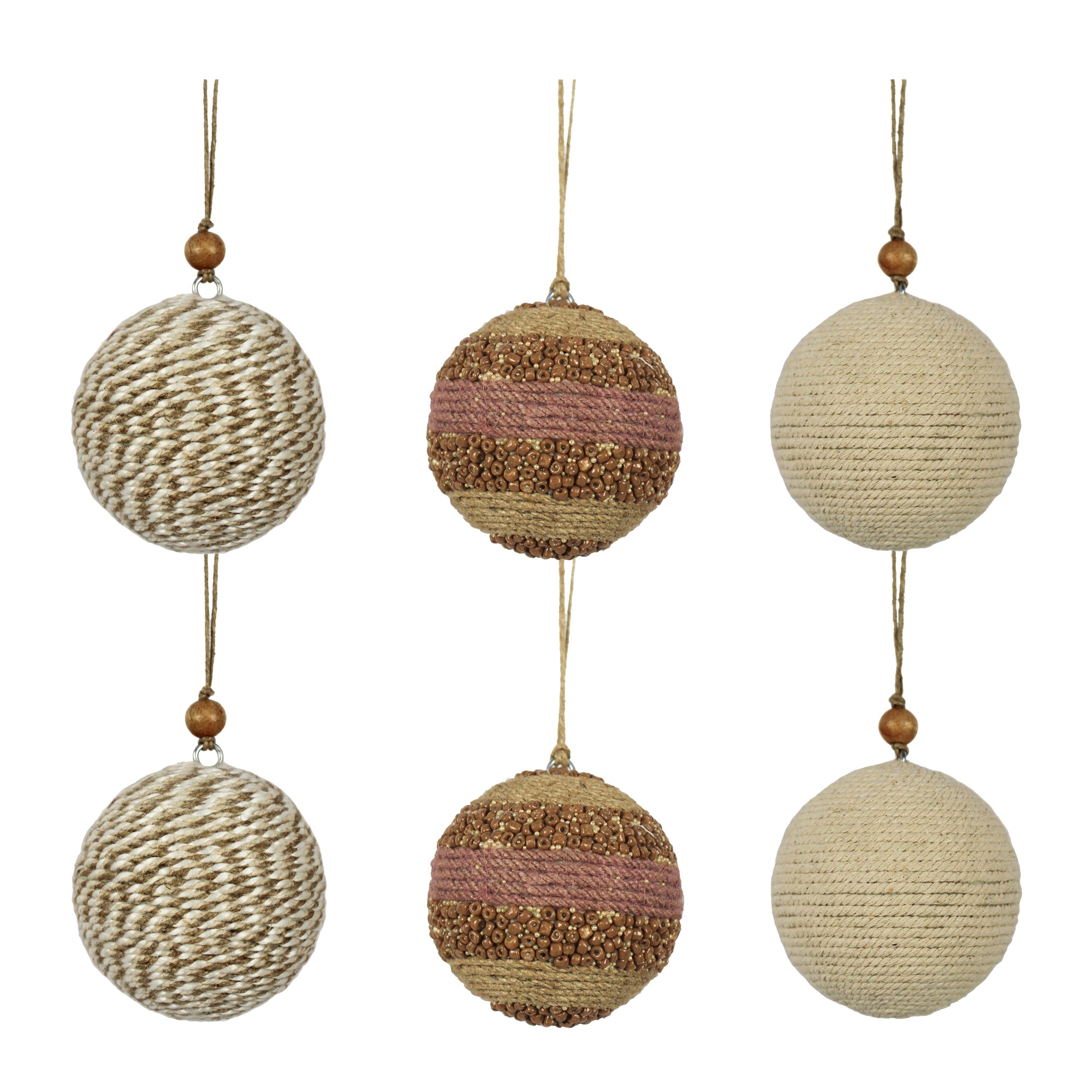 Natural Jute Wrapped Christmas Ornaments